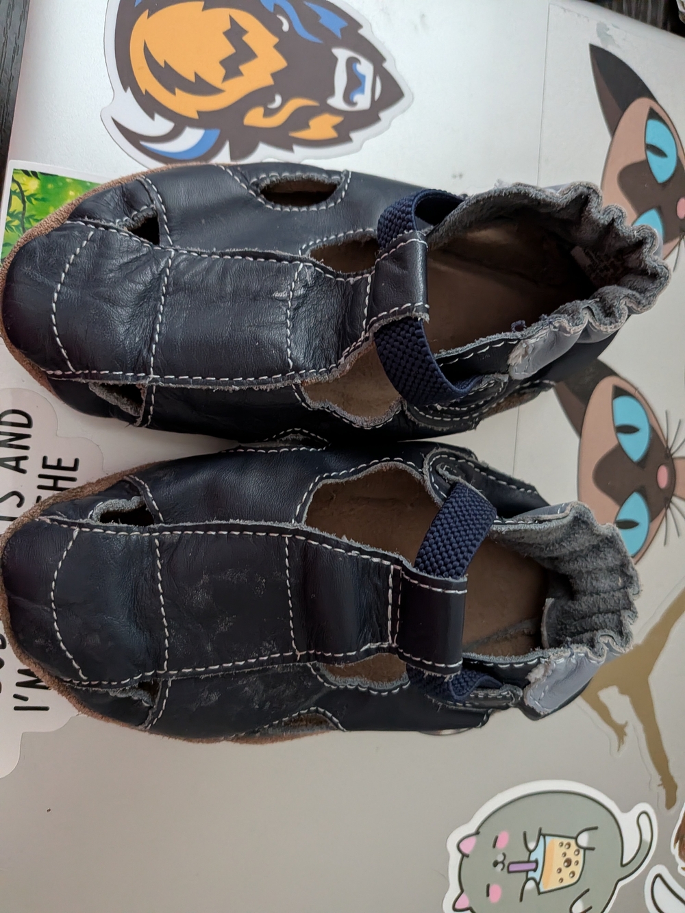 Robeez Navy Blue Leather Baby Walker Sandals